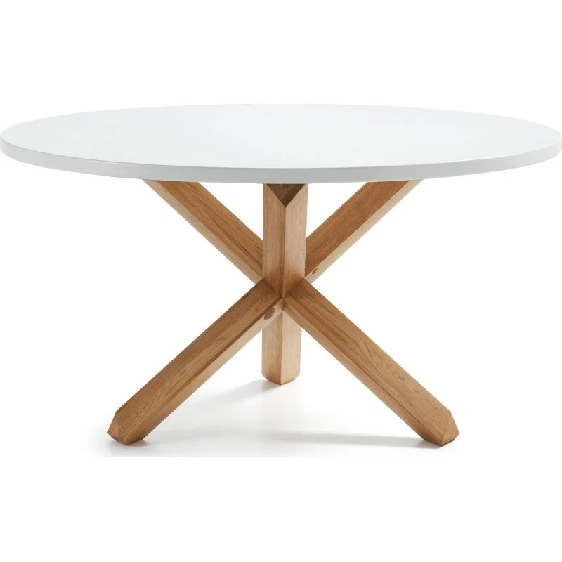 Kave Home Nori rund spisebord hvid/natur Ø135 cm