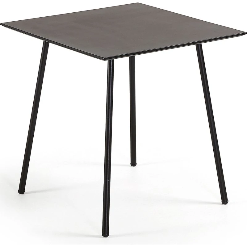 Kave Home Ulrich kvadratisk cafébord 75x75 cm sort polycement & stål