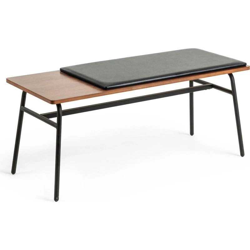 Kave Home Arabella bænk brun/sort valnøddefinér, 100x40 cm
