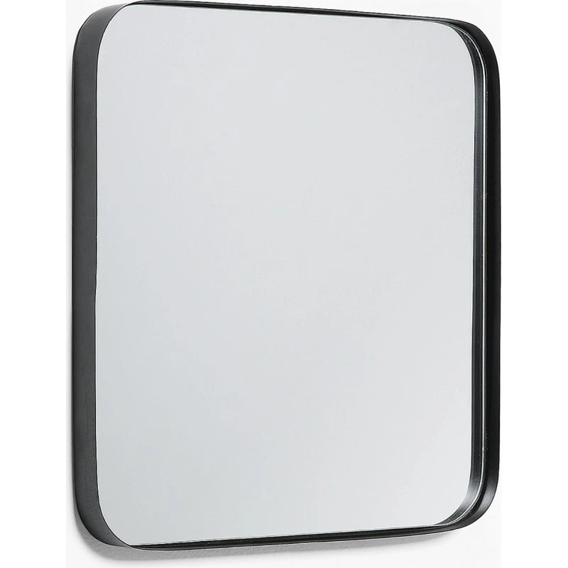 Kave Home Marco vægspejl, 40x40 cm, sort metalramme