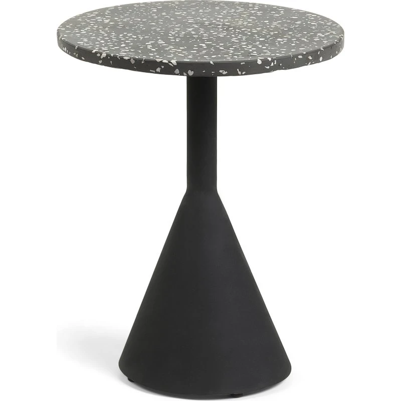 Kave Home Melano Rund Sidebord - Sort Terrazzo/Metal (Ø40)