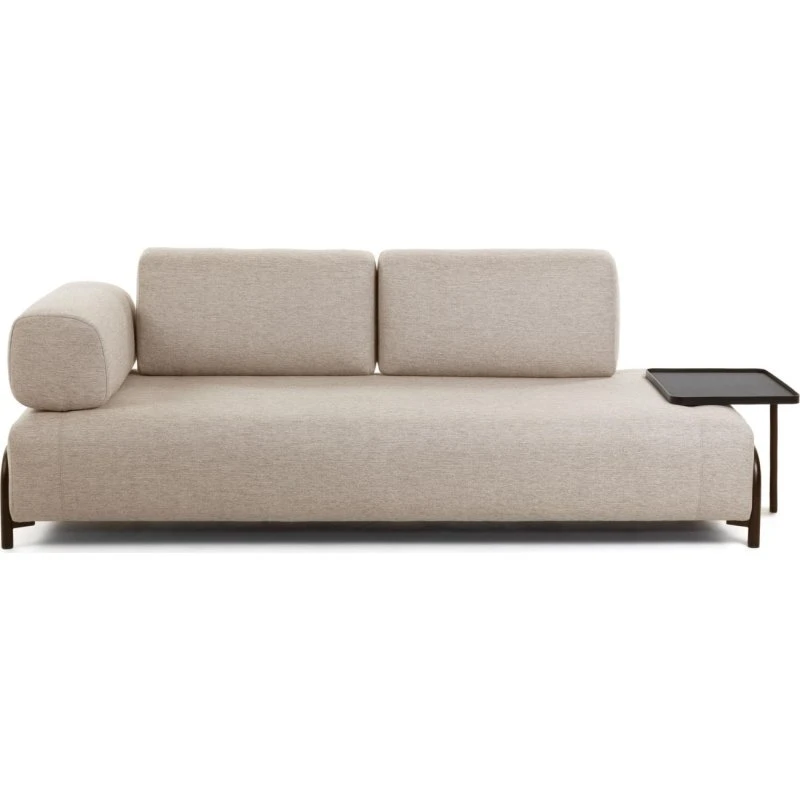 Kave Home Compo 3-pers. sofa beige med integreret sidebakke