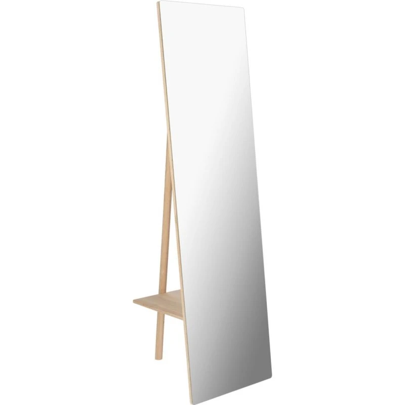 Kave Home Keisy Gulvspejl 3-i-1, natur MDF & glas, 160x45x53 cm