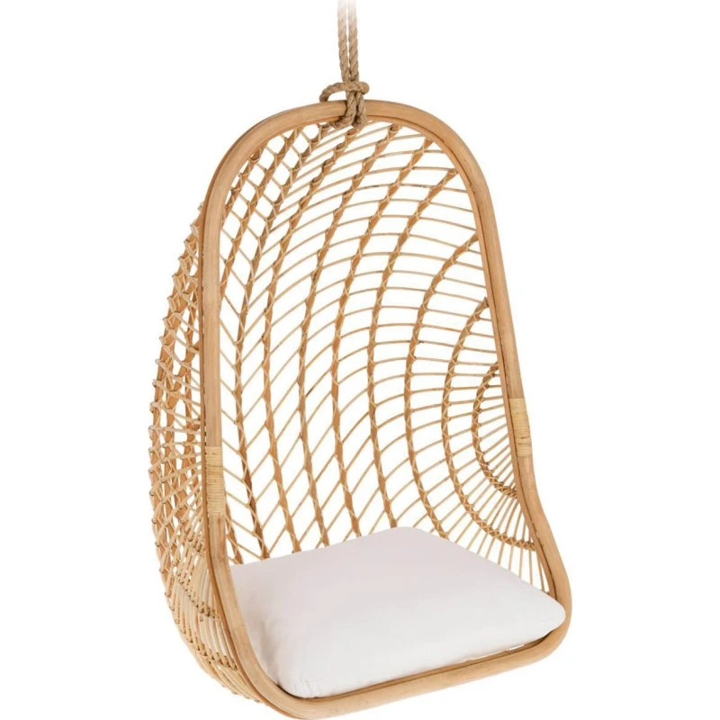 Kave Home Ekaterina hængestol, natur rattan med stofpude