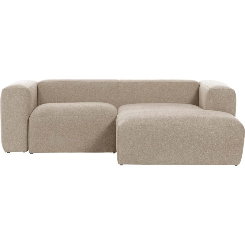 Kave Home Blok sofa 2-p, højre chaiselong, beige polyester & stål