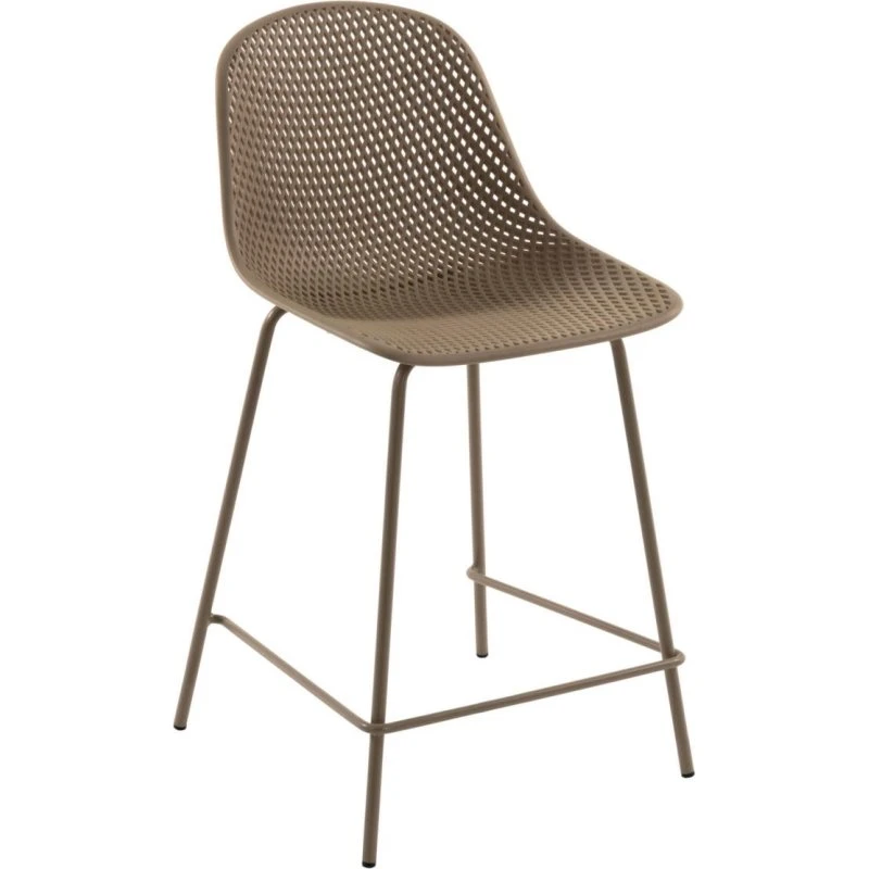 Kave Home Quinby barstol beige, UV-resistent polypropylen med stålramme