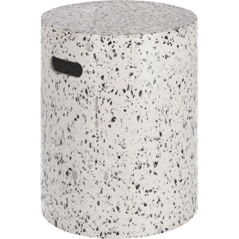 Kave Home Jenell hvid terrazzo havebord 35x35 cm H46 cm