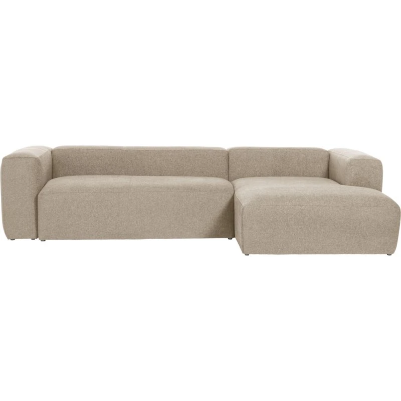 Kave Home Blok 3-pers. sofa med højre chaiselong, beige stof