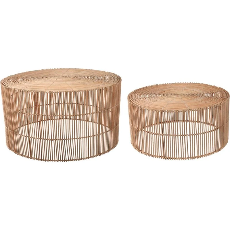Kave Home Elmima sofabord, rund natur rattan (sæt af 2) Ø66 cm
