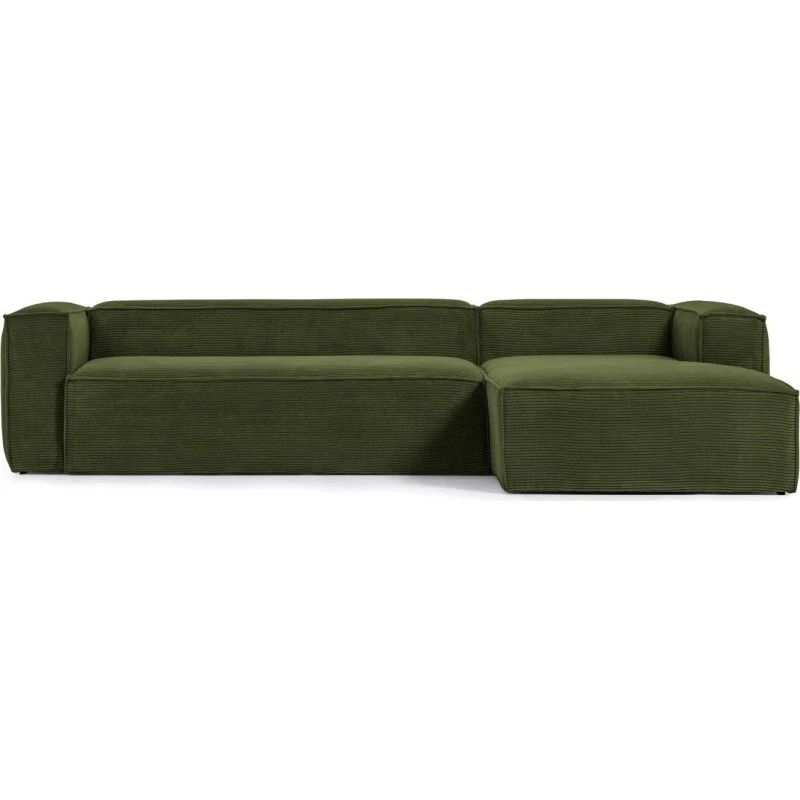 Kave Home Blok 3 pers. sofa med højre chaiselong, grøn corduroy