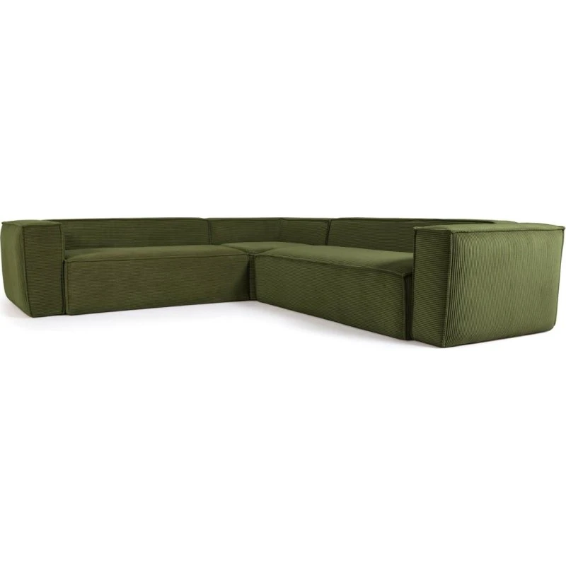Kave Home Blok hjørnesofa grøn corduroy 290x290 cm