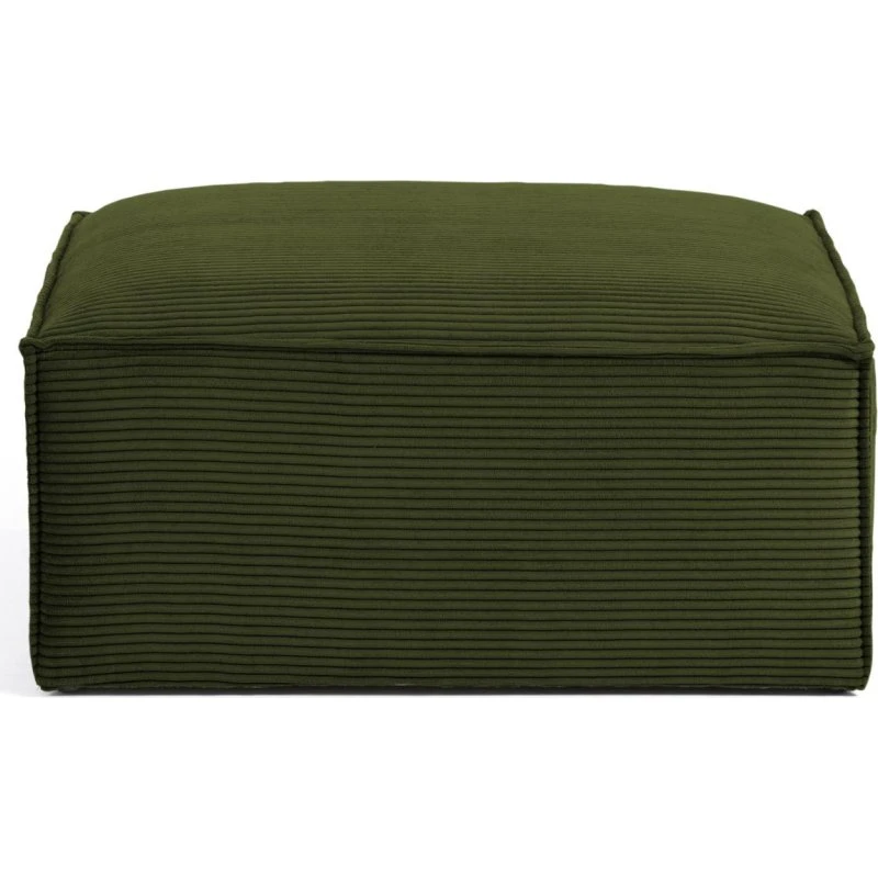 Kave Home Blok Fodskammel Grøn Fløjl 90x70 cm