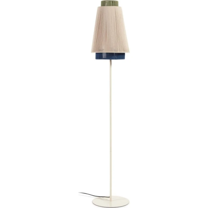 Kave Home Yuvia Gulvlampe, Håndvævet Jute, Multicolor, H163 Ø30 cm, E27, Justerbar Vippearm