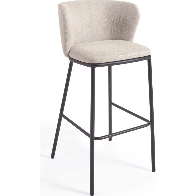 Kave Home Ciselia Barstol, Beige Chenille, Stålben