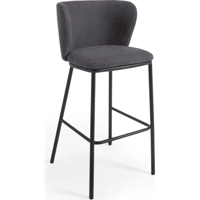 Kave Home Ciselia barstol, grå chenille, højde 102 cm
