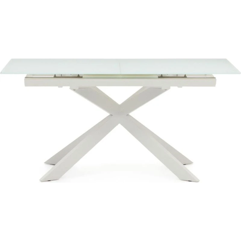 Kave Home Atminda udtrækkeligt spisebord 160x90 cm hvidt hærdet glas