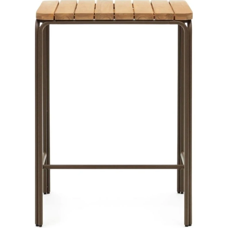 Kave Home Salguer udendørs barbord 70x70 cm natur akacietræ & brunt stål