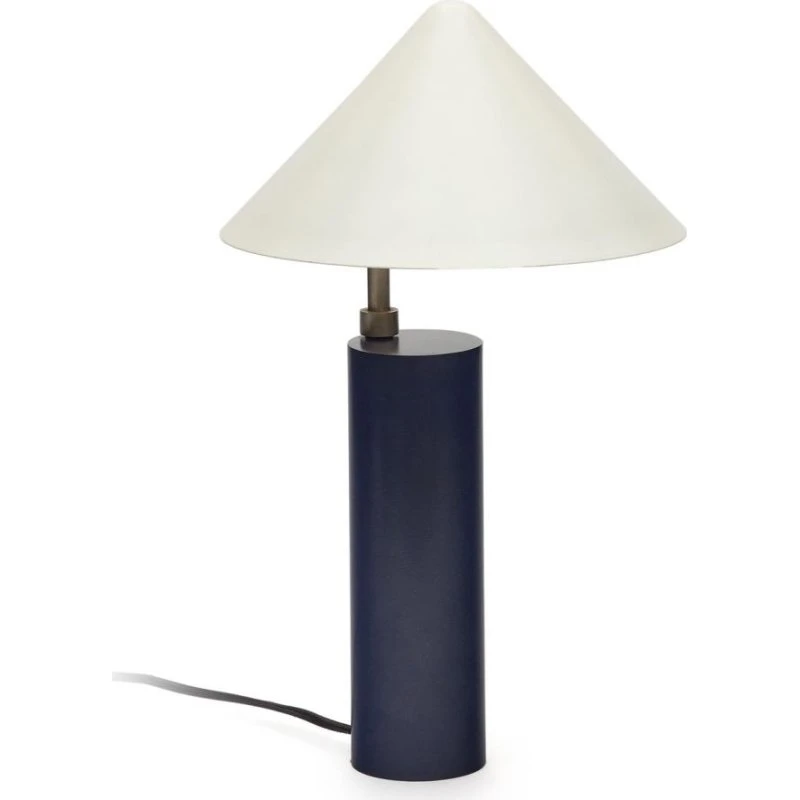 Kave Home Shiva bordlampe i metal, blå/hvid, justerbar lampeskærm
