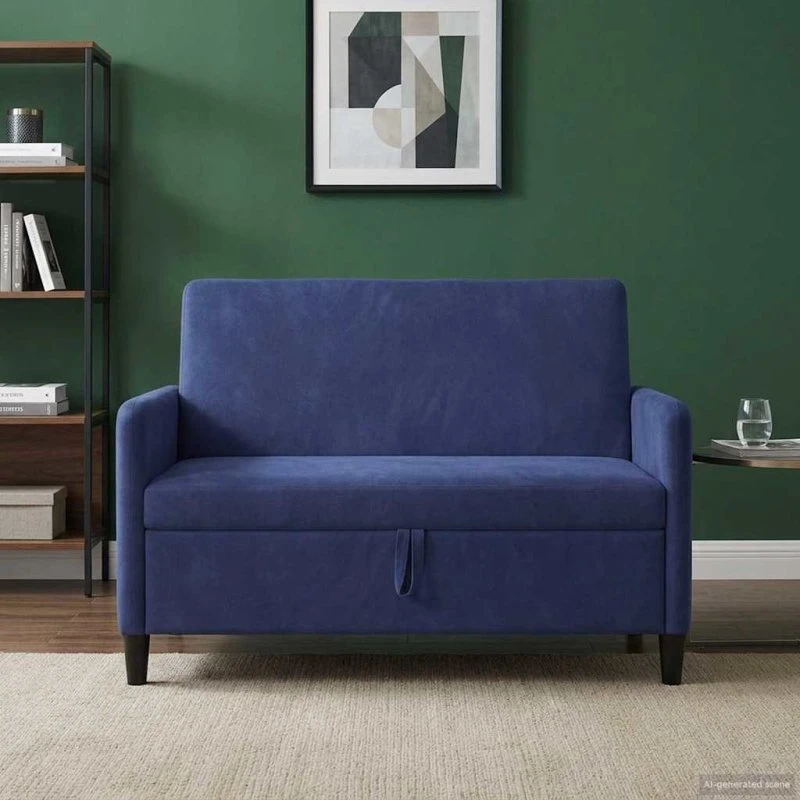 vidaXL Sofa med opbevaring, politi blå, 122 x 78 x 87 cm