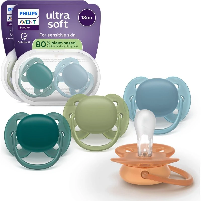 Philips Avent Ultra Soft Sut 18+ måneder, 4 stk. (Orange/Blå/Grøn)