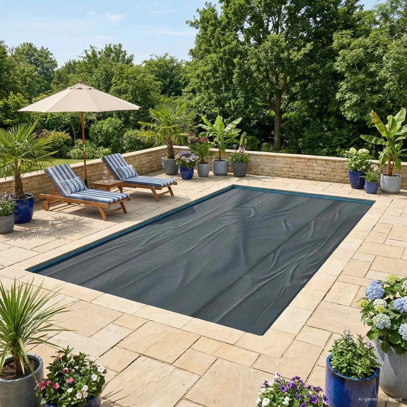 vidaXL Solar Pool Cover 600x400 cm, 400 μm, sort, ekstra tung