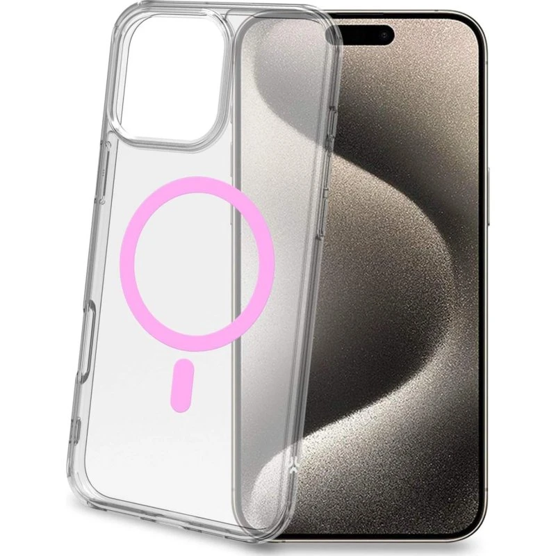 Gelskinmag MagSafe iPhone 16 Pro Max Transparent + Rosa