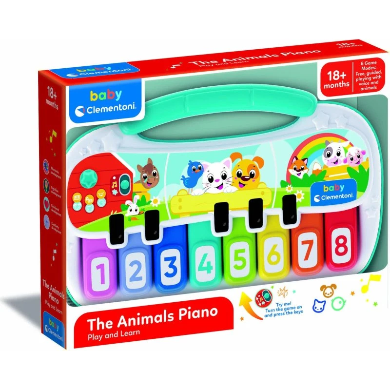 Clementoni Baby Animal Piano, 8 Tangenter, 18+ Måneder