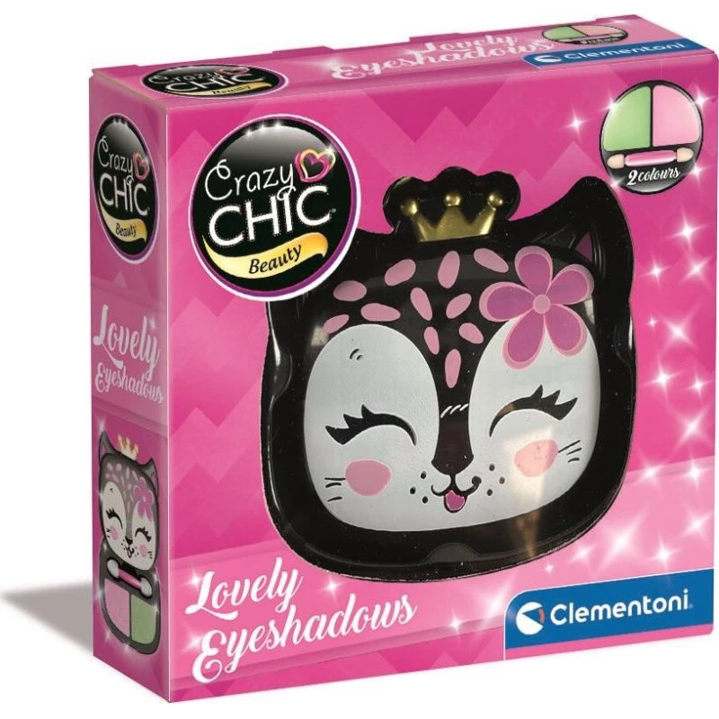 Clementoni Lovely Eyeshadow - Panter, Mini Makeupkasse med 2 Øjenskygge