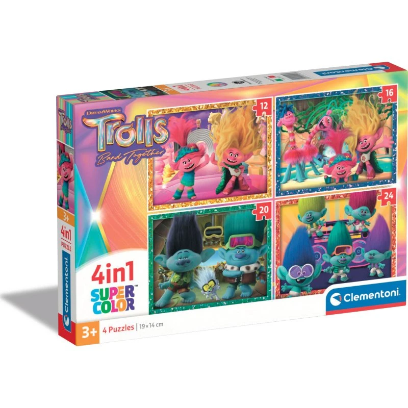 Clementoni Trolls Super Color 3x48 Brikker Puslespil