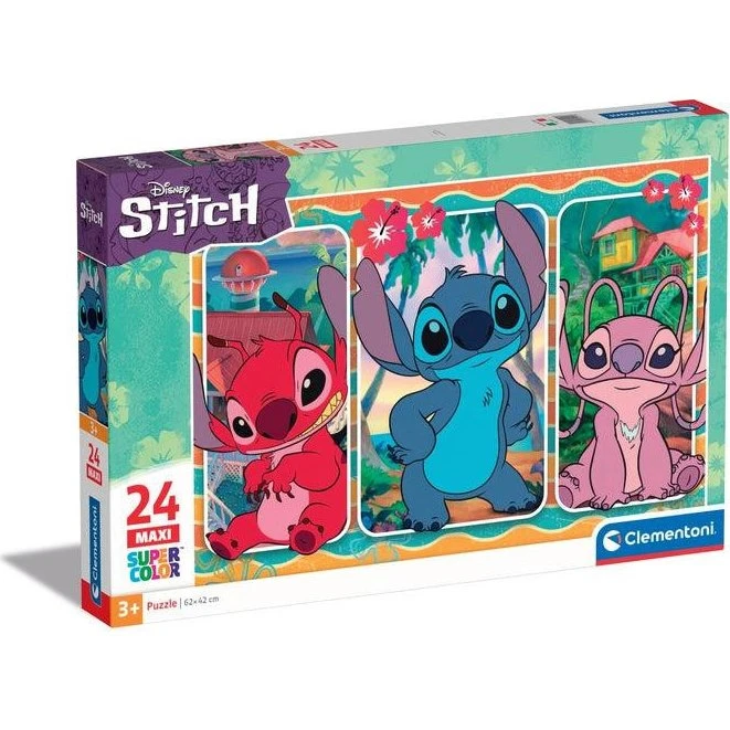 Clementoni Super Color Maxi Puslespil Disney Stitch 24 brikker