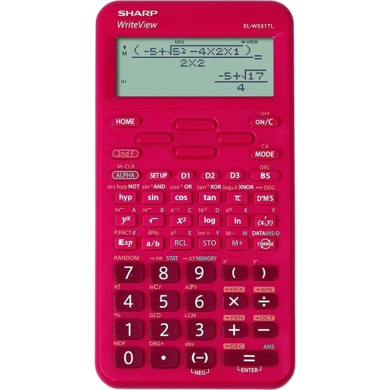 Sharp EL-W531TLBRD Videnskabelig Lommeregner, Pink (16 cifre/4 rækker)