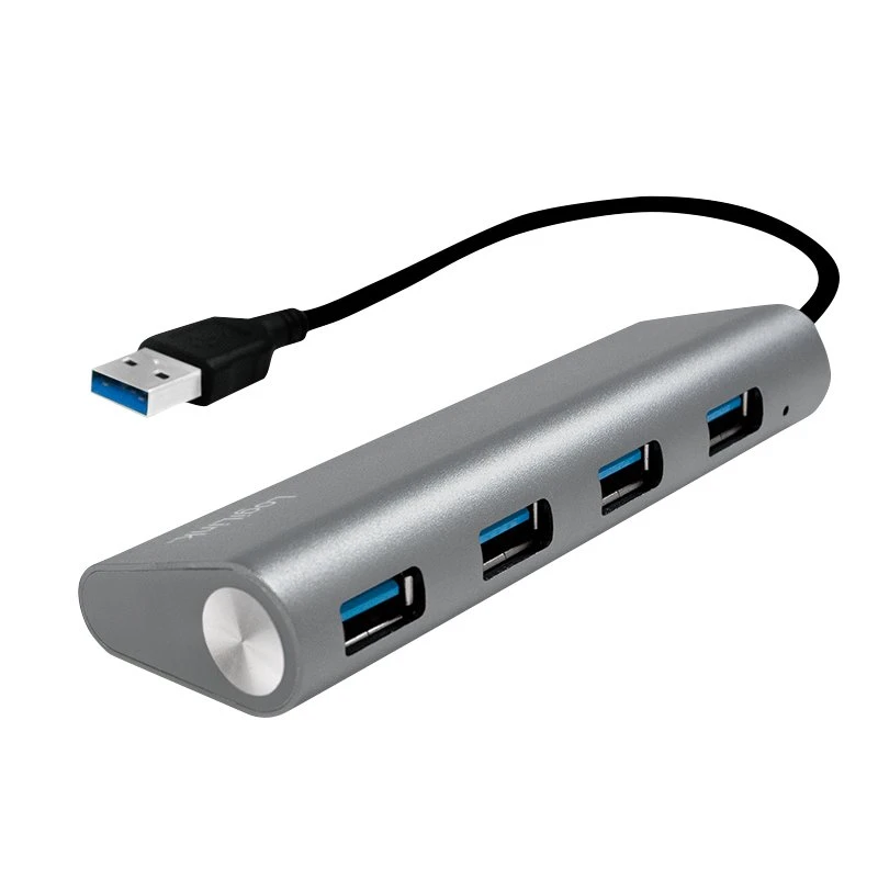 USB 3.0 Hub med 4 porte og aluminiumskab