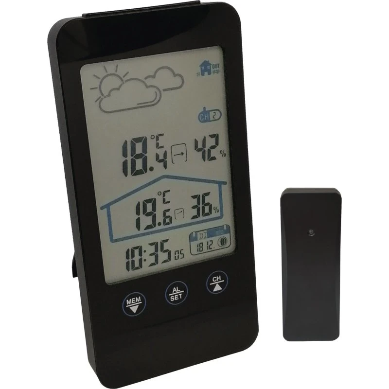 Mebus 11908 Digital Vejrstation med Sensor - Sort