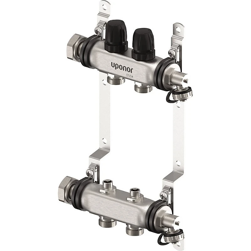 Uponor Vario S fordelerrørsæt 2 kredse, 2 x 3/4" Euro