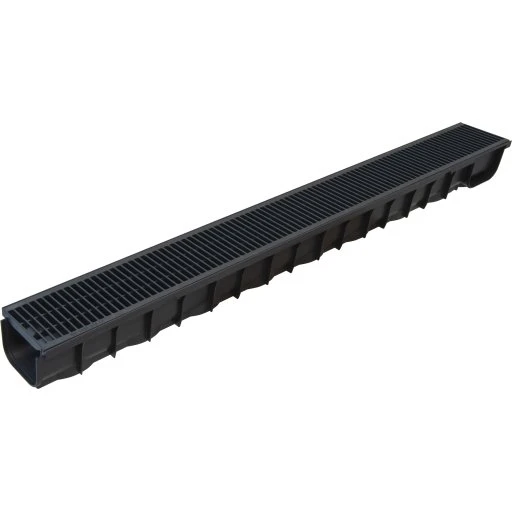NID Basic Line afløbsrende 100 cm, sort PP-rist
