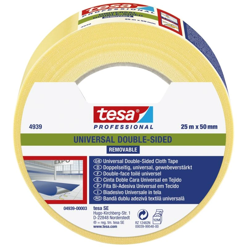 Tesa 4939 Tæppetape Aftagelig Dobbeltsidet 50mm x 25m