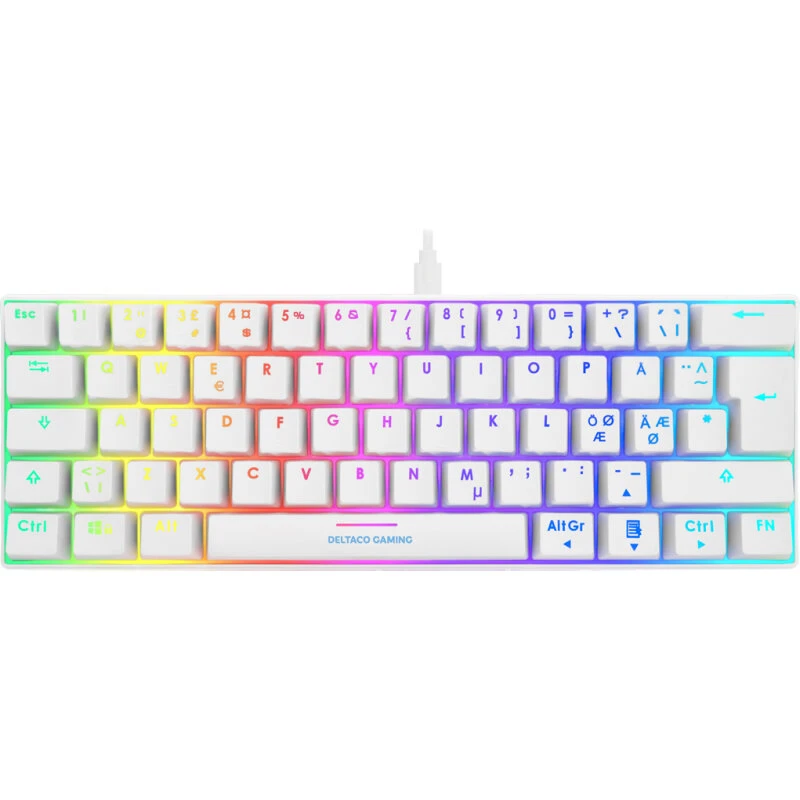 Deltaco Gaming Compact RGB Mekanisk Tastatur White Line (Content Red)