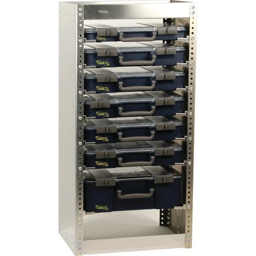 Raaco S292 CarryLite bilreol med 7 sortimentæsker i aluminium