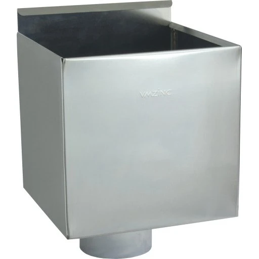 VMzinc regnvandssamlerkasse, 220x220 mm, Ø76 mm, blank zink