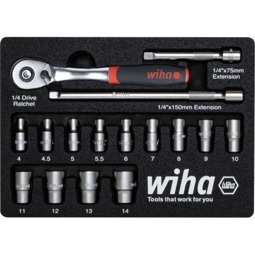 Wiha 1/4" Topnøglesæt - 16 dele