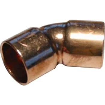 28 mm Loddebøjning 45° muffe/muffe i ubehandlet kobber