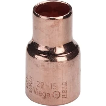 Loddereduktionsmuffe 22 x 18 mm i ubehandlet kobber