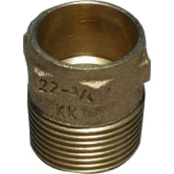 22 mm x 1/2" Loddeovergangsnippel i messing