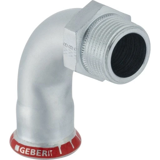 Geberit Mapress elforzinket 90° bøjning m/nippel, 54 mm x 2"