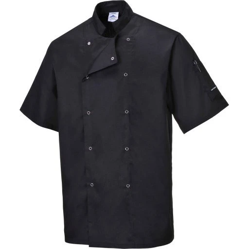 Portwest Kokkejakke med korte ærmer, sort, str. 3XL