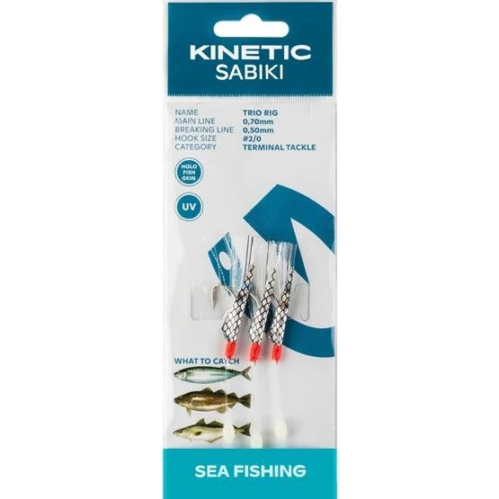 Kinetic Sabiki Trio Rig - Makrelforfang med White Flash