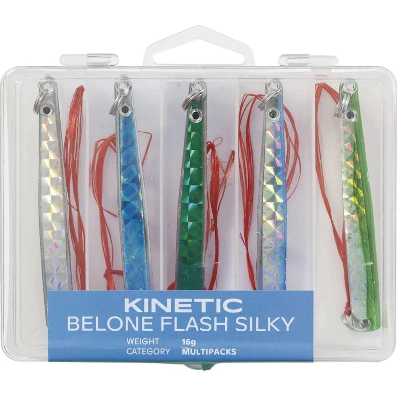 Kinetic Belone Flash Silky - Sæt med 5 hornfiskeblink (20g)