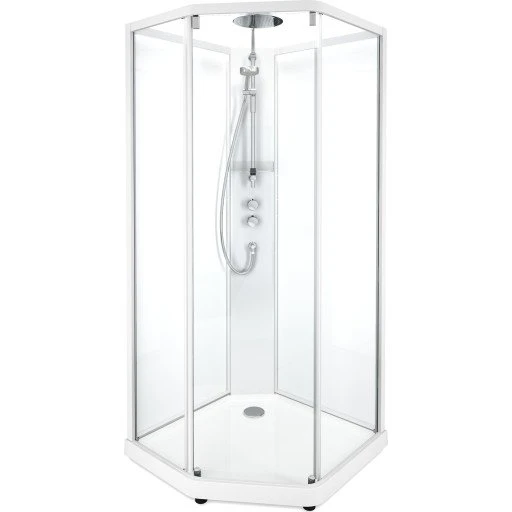 Showerama Comfort brusekabine, 100x100 cm, hvid profil, klart glas