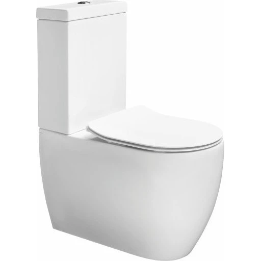 Glomp toilet, uden skyllekant, hvid, BTW gulvstående