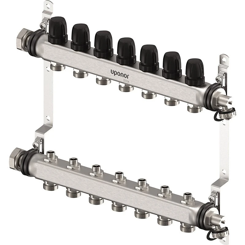 Uponor Vario S fordelerrørsæt 7 kredse, 7 x 3/4 Euro